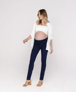 Calça Jeans Gestante Skinny Escura