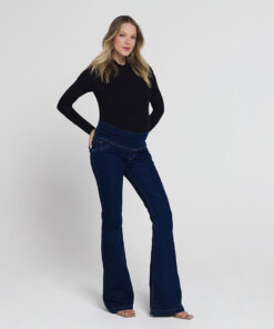 Calça Jeans Gestante Flare Escura