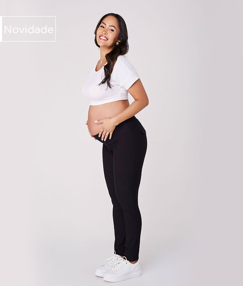 Legging POSHDIVAH Para Gestantes - Cintura Alta Com Bolsos | Conforto Para Yoga E Atividades Diárias