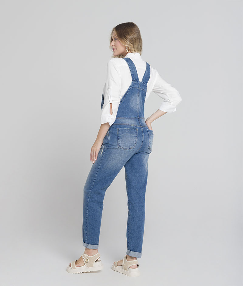 Macacão Gestante Jeans Mommy