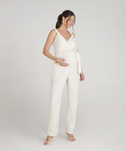 Macacao Gestante Linho Comfy com Fivelas