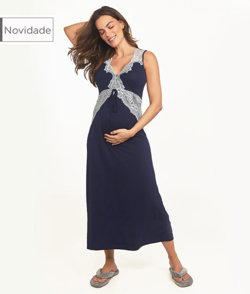 Camisola Maternidade Longa Maternity Marinho