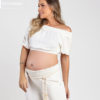 Cropped Gestante com Lastex Off white