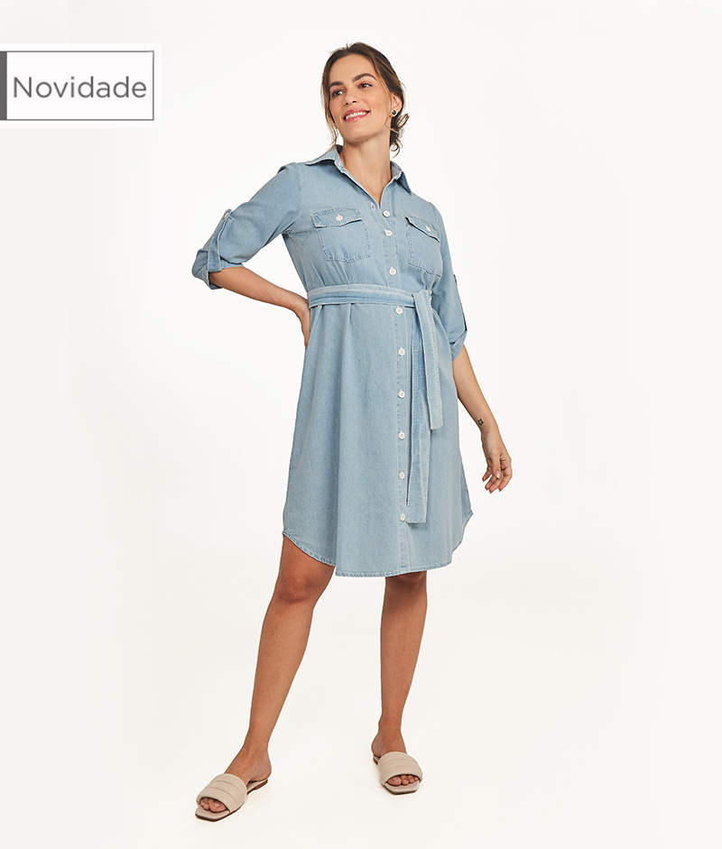 Vestido chemise gestante azul claro