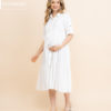 Vestido Gestante Chemise com Babado Off White