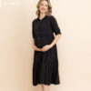 Vestido Gestante Chemise com Babado Preto