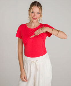 Blusa com abertura amamentação Coral