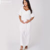 Vestido Gestante Longo Malha Texturizada Off White