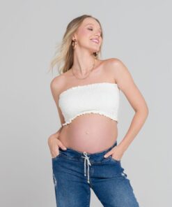 Cropped Gestante Lastex Off White