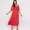 Vestido Midi Detalhe Busto Vermelho