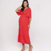 Vestido Gestante Midi Detalhe Busto Vermelho