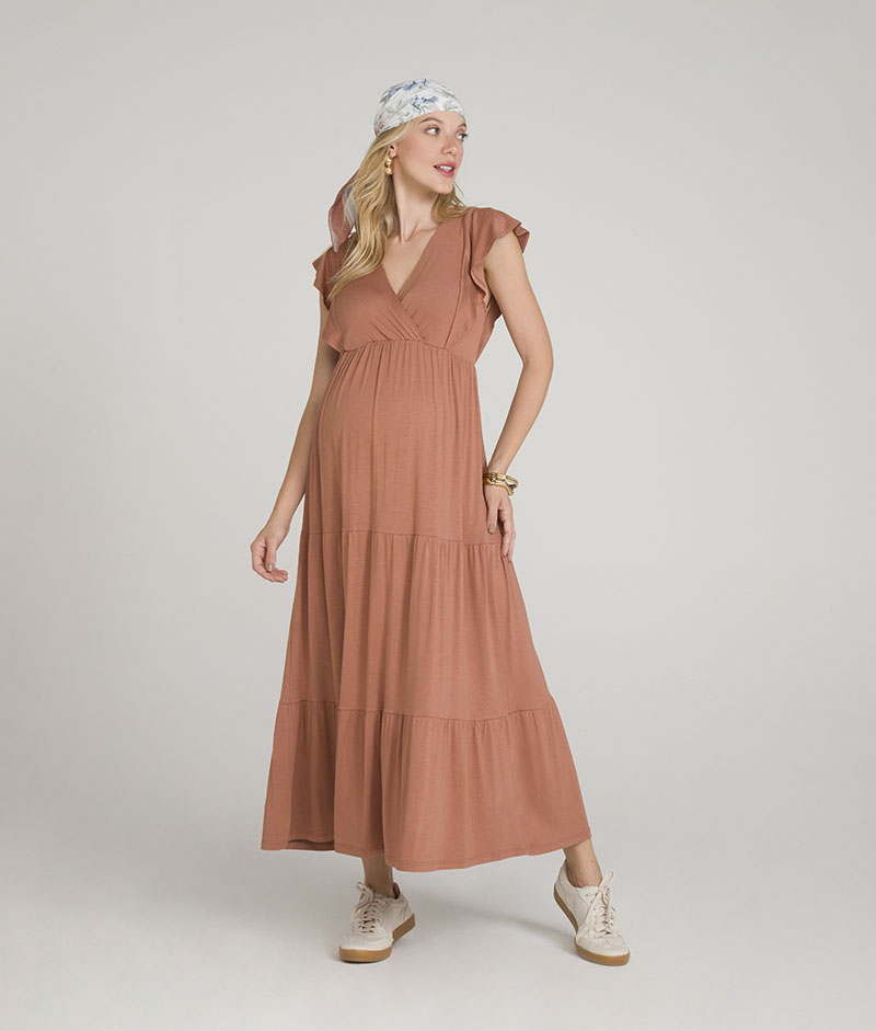 Vestido Gestante Malha Decote V