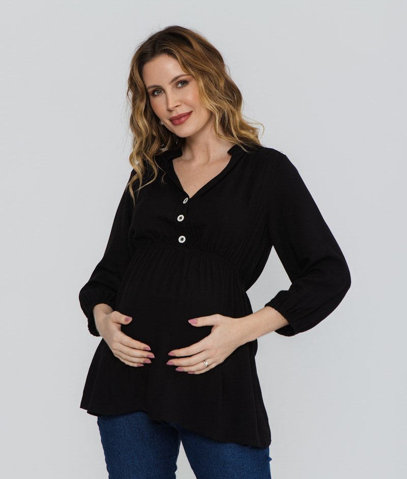 Bata Gestante Viscolinho Preta