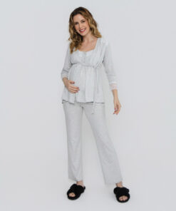 Pijama Gestante Larissa 3 Peças Mescla