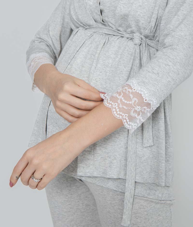 Pijama Gestante Larissa 3 Peças Mescla