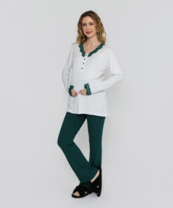 Pijama Gestante Visco Poá Verde