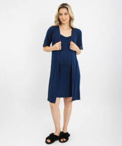 Camisola Gestante Lavi com Robe Marinho