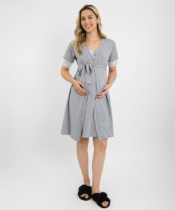 Camisola Gestante Leticia com Robe Mescla