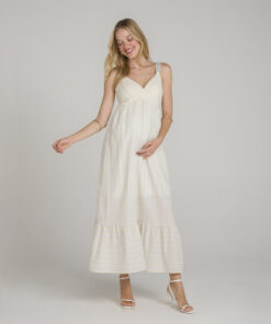 Vestido Gestante Listras Cielo com Detalhe Alça