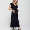 Vestido Gestante Malha Decote V Preto