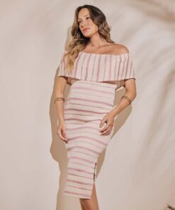 Vestido Gestante Ombro à Ombro Tricô Lilla