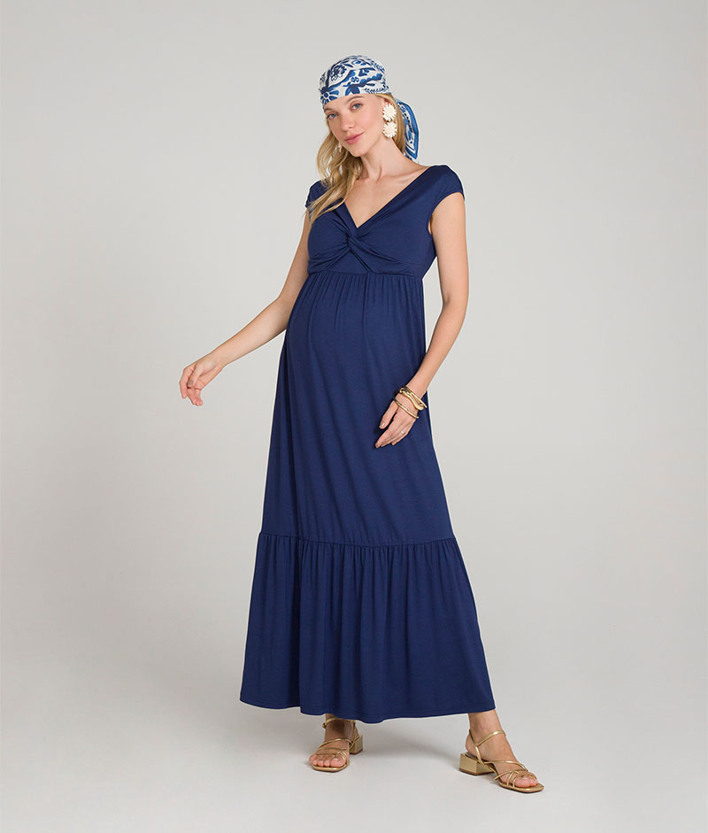 Vestido Gestante Comfy Malha com Torção