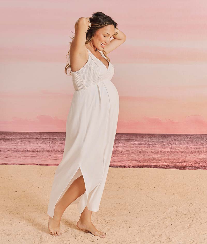 Vestido Gestante Longo Tela Bianco