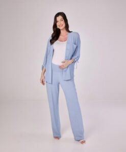 Calça Gestante Malha Trico Fresh Azul claro