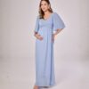 Vestido Gestante Longo Malha Trico Fresh Azul claro