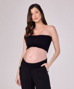 Cropped Lastex Preto