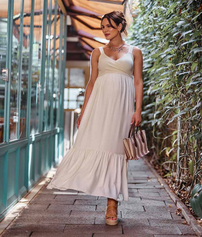 Vestido Gestante Longo Alças Viscolinho