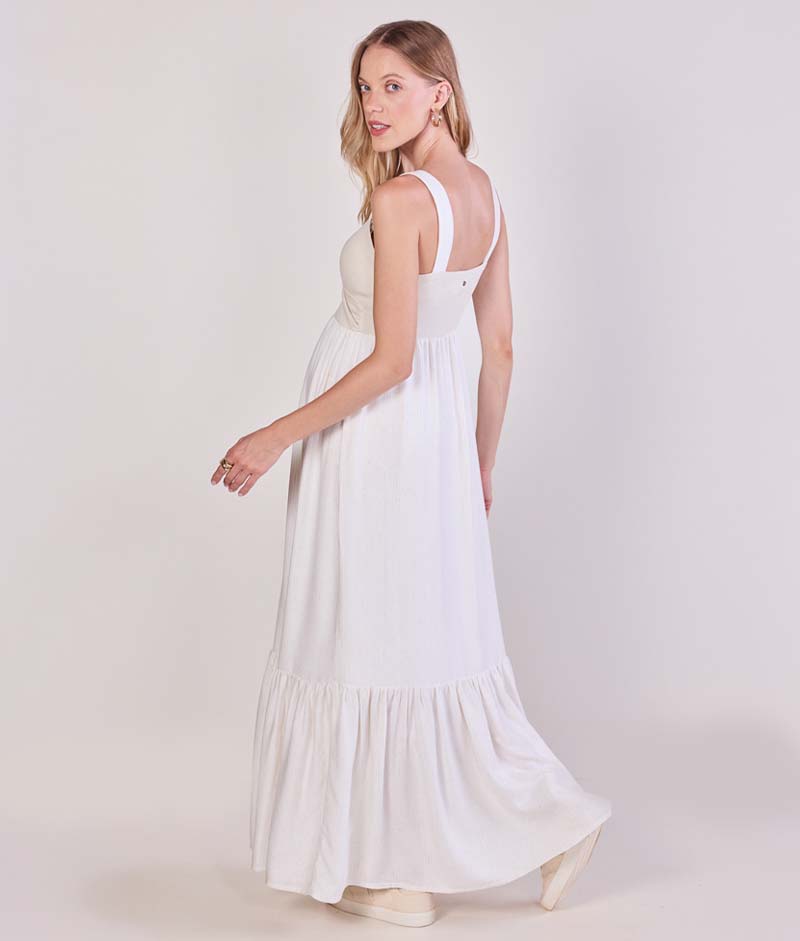 Vestido Gestante Longo Alças Viscolinho