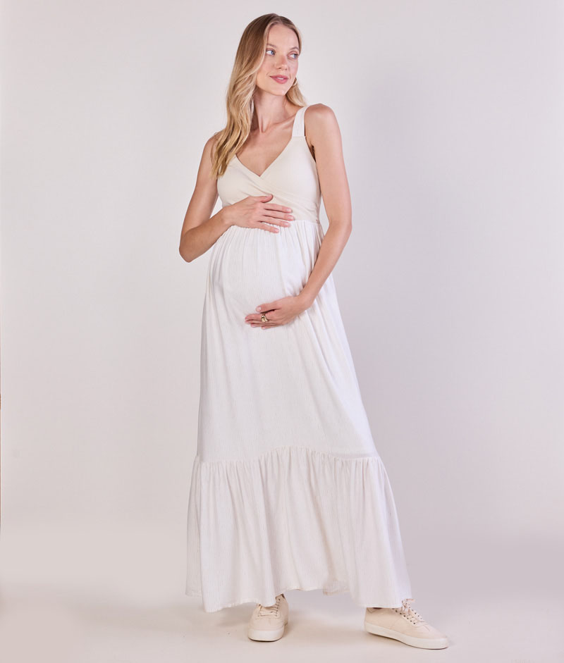Vestido Gestante Longo Alças Viscolinho