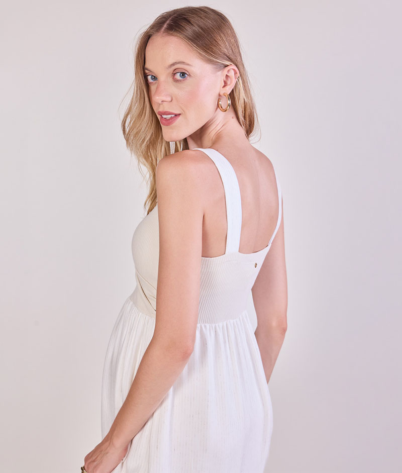 Vestido Gestante Longo Alças Viscolinho