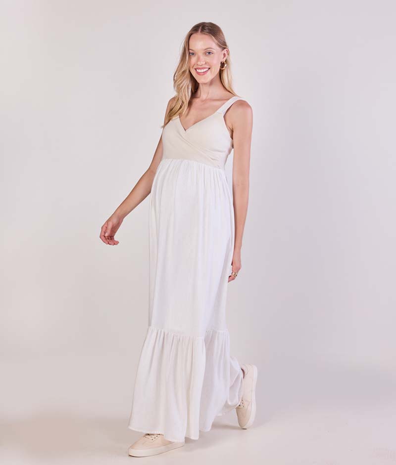 Vestido Gestante Longo Alças Viscolinho