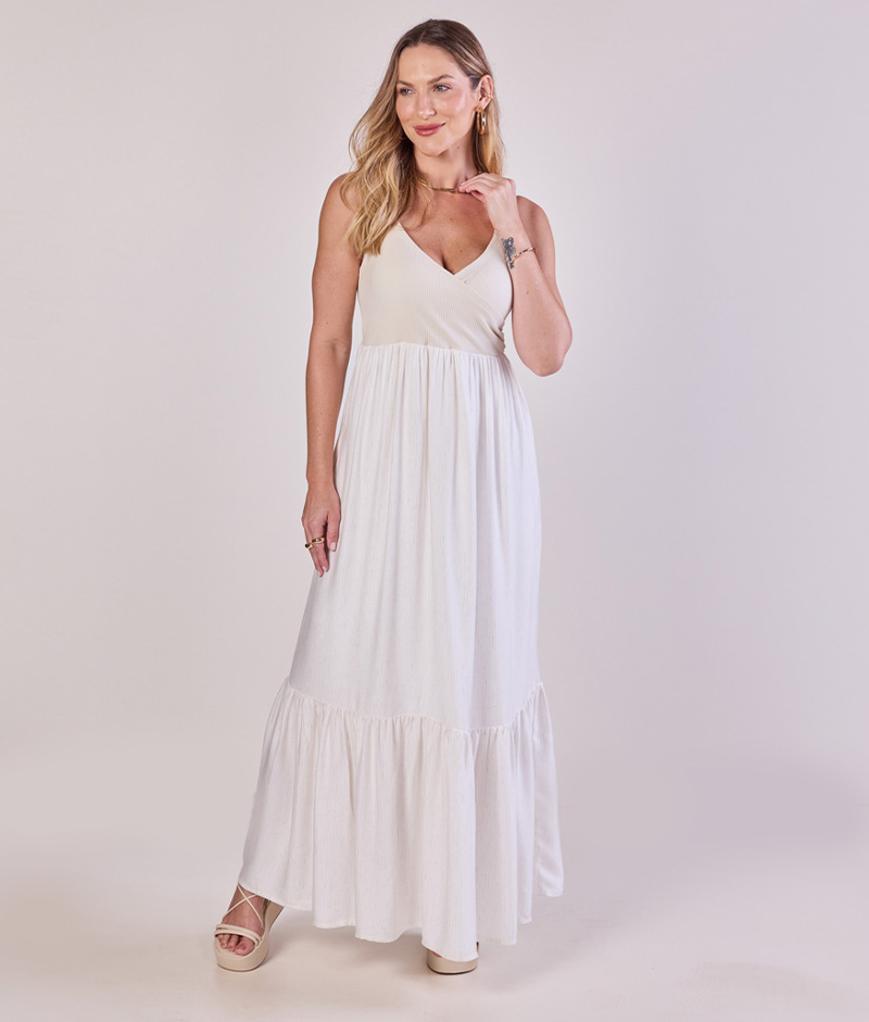 Vestido Gestante Longo Alças Viscolinho