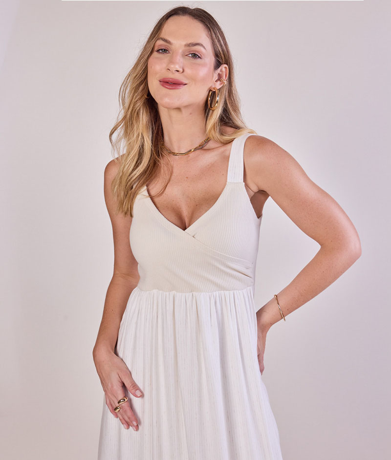 Vestido Gestante Longo Alças Viscolinho